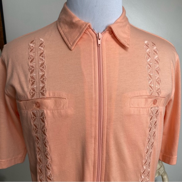 Vintage Peach Zip Up Embroidered Shirt - Picture 2 of 14